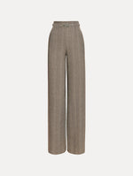 The Chevron Cashmere-Blend Pant featuring a high waist, pockets, and coordinating belt. Front View.