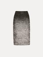 Black and Ivory Ombré Lurex Bouclé Jacquard Skirt featuring a fitted silhouette and a textured metallic finish.