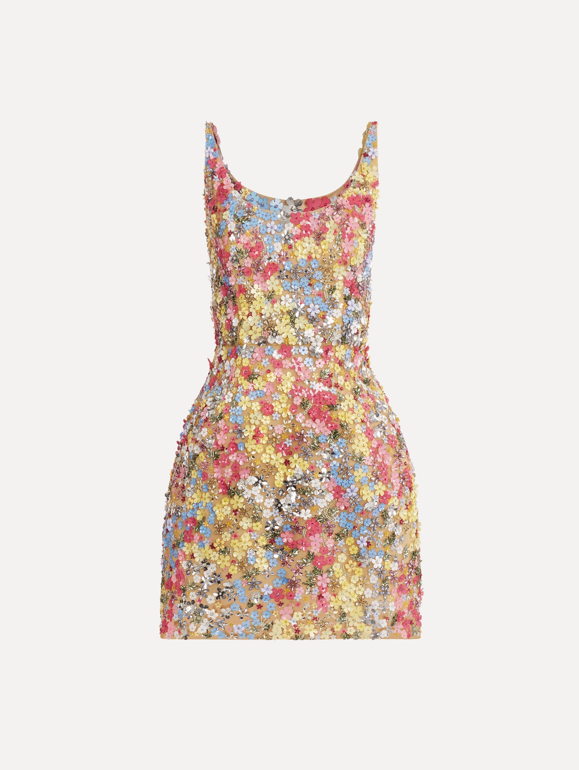 Porcelain Flower Embroidered Sleeveless Dress