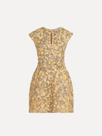 Porcelain Flower Embroidered Cap-Sleeve Dress