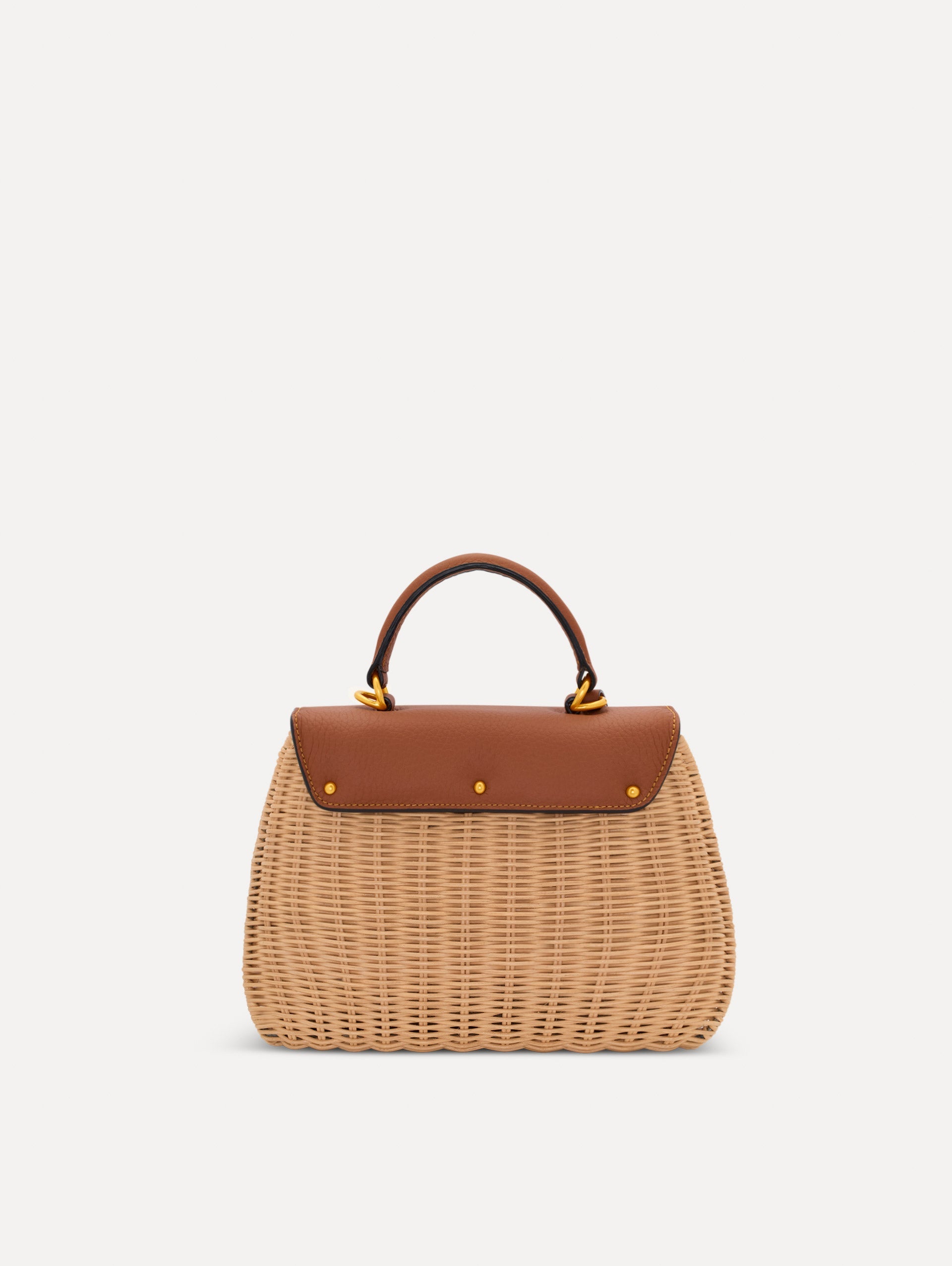 The Mini Poppy in Wicker in brown. Back view.