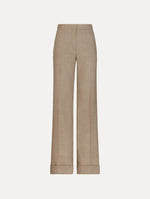 Wool-Blend Wide-Leg Pant in the color Taupe Melange beige, featuring pressed creases and cuffed hems.