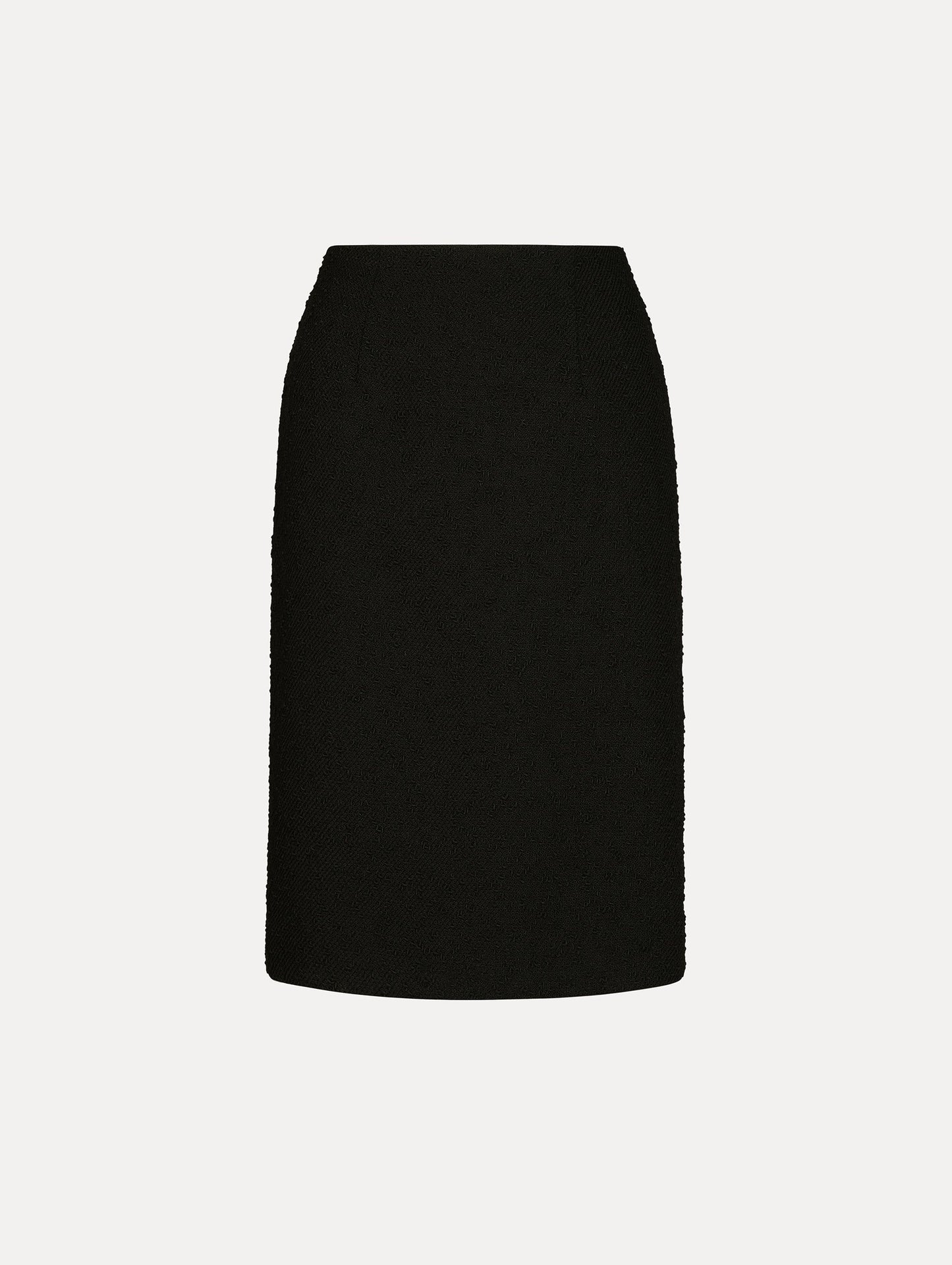 Black Wool Tweed Pencil Skirt, Knee length.