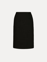 Black Wool Tweed Pencil Skirt, Knee length.