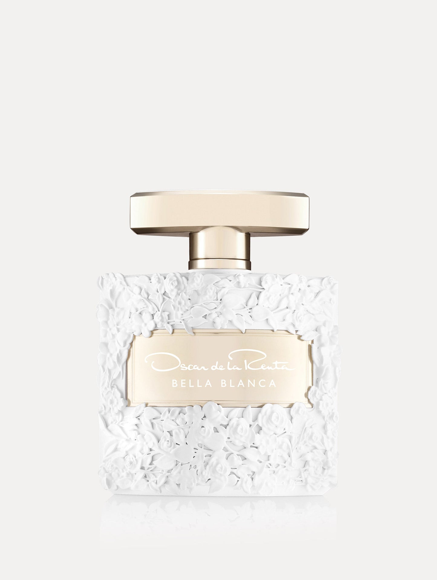 Oscar White Rose Texture Bella Blanca Perfume Bottle Front View