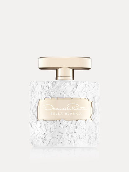 Oscar White Rose Texture Bella Blanca Perfume Bottle Front View