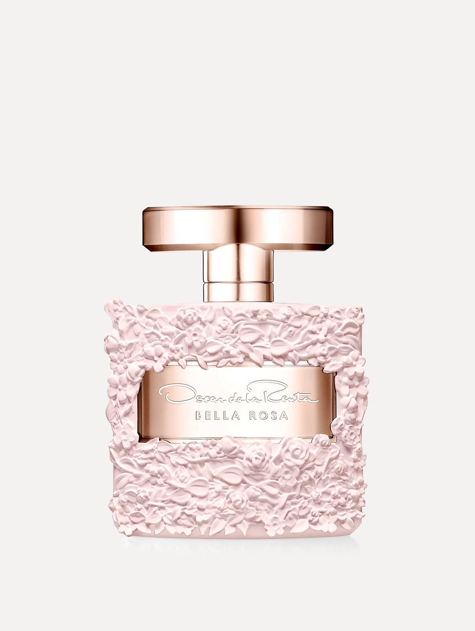 Oscar de la Renta Bella Rosa Fragrance Pink Rose Bottle. Front View