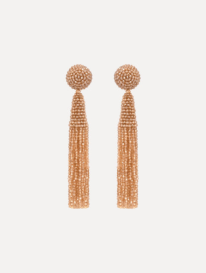 The Conical Tassel Clip-On Earrings in Champagne.