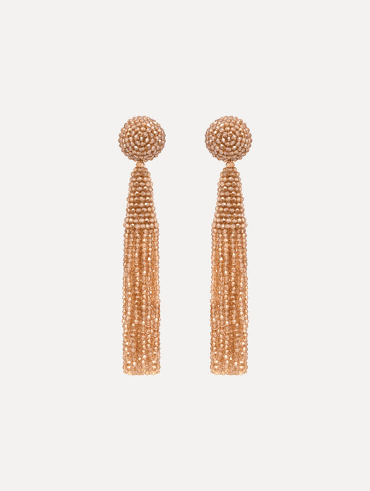 The Conical Tassel Clip-On Earrings in Champagne.