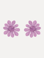 The Woven Raffia Flower Clip-On Earrings in Lilac.