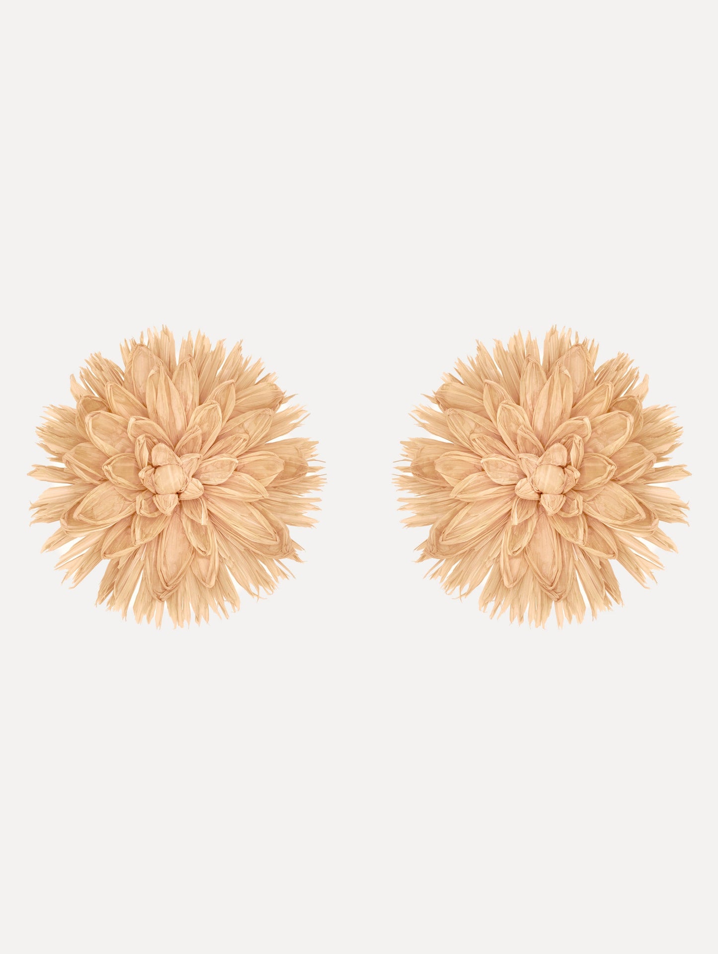 The Raffia Flower Clip-On Earrings in Natural.