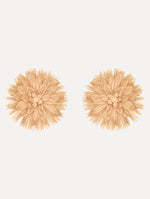 The Raffia Flower Clip-On Earrings in Natural.