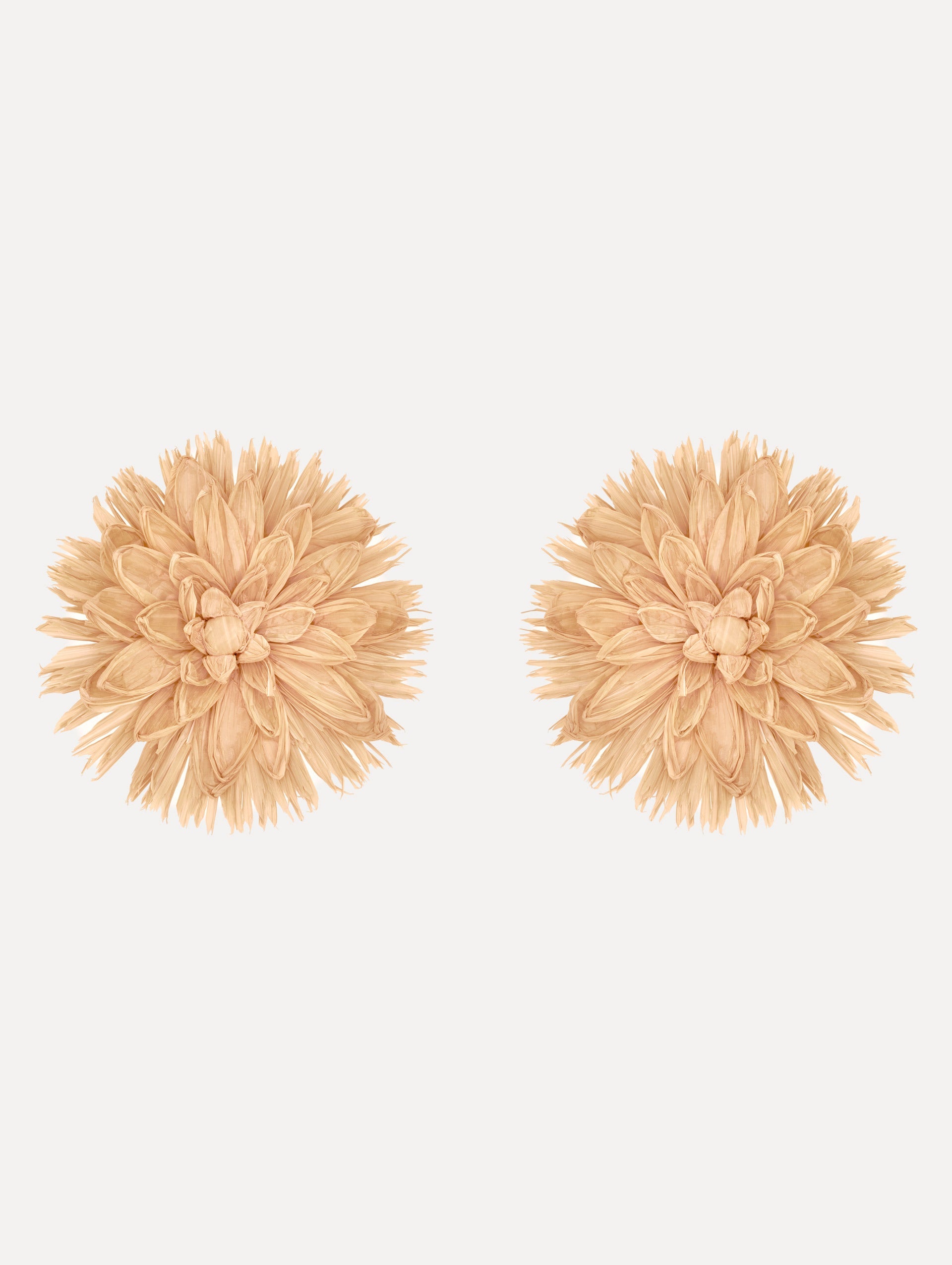 The Raffia Flower Clip-On Earrings in Natural.
