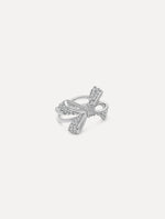 The Crystal Pavé Bow Ring in Silver. Side view.