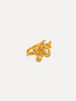 The Wild Rose Pearl Ring in Gold. Side view