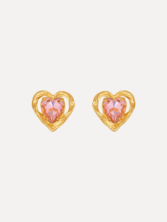 The Heart Stone Earrings in rose