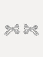 The Crystal Pavé Bow Earrings in Silver.
