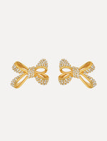 The Crystal Pavé Bow Earrings in Crystal