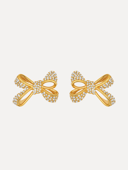 The Crystal Pavé Bow Earrings in Crystal