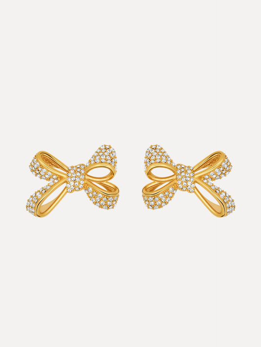 The Crystal Pavé Bow Earrings in Crystal