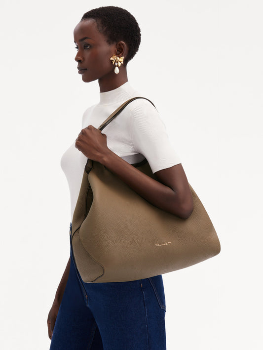 Stone Color Large Tote Bag Front View