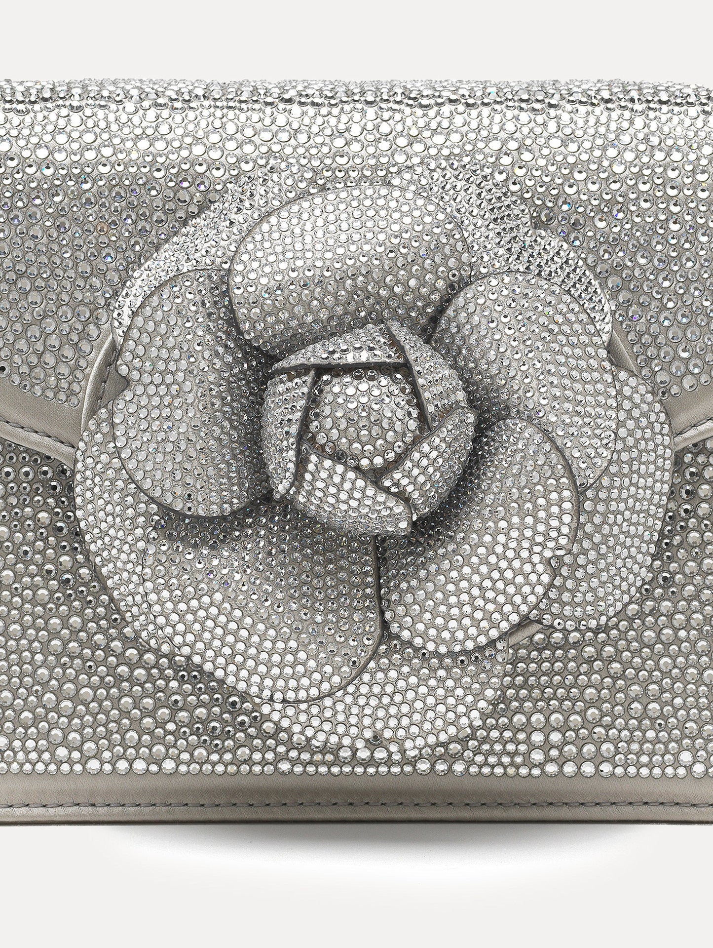 Crystal Pavé Mini TRO Bag in Silver Zoom View