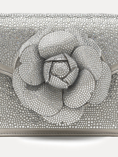 Crystal Pavé Mini TRO Bag in Silver Zoom View