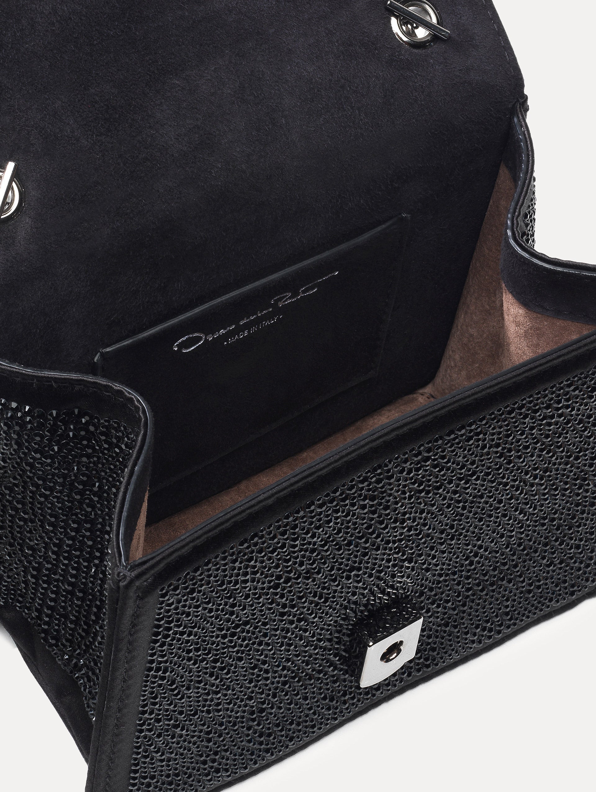 Crystal Pavé Mini TRO Bag in Black Zoom View