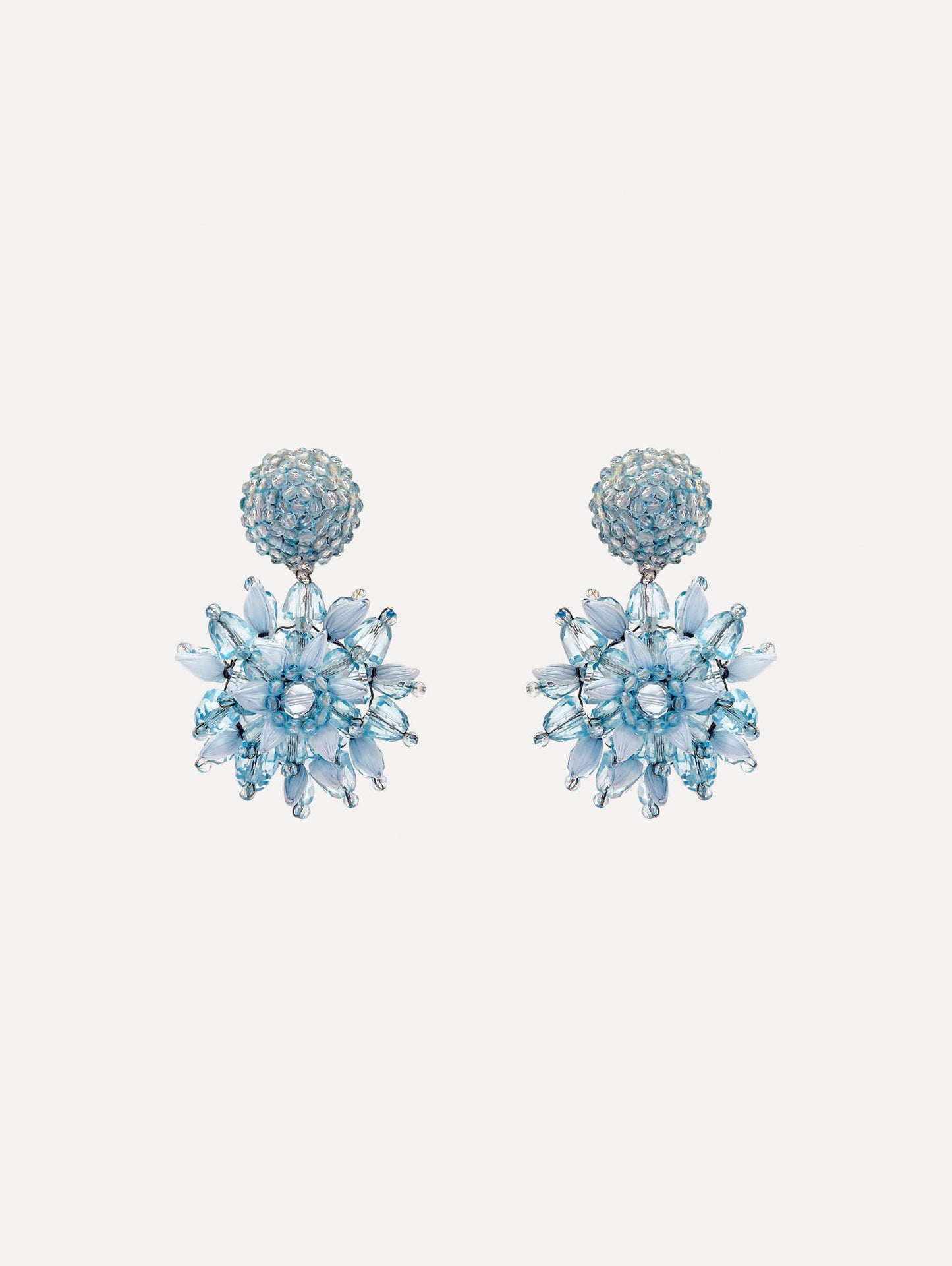 The Raffia & Beaded Flower Earrings in blue.