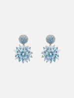The Raffia & Beaded Flower Earrings in blue.