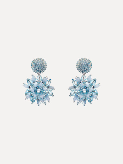 The Raffia & Beaded Flower Earrings in blue.