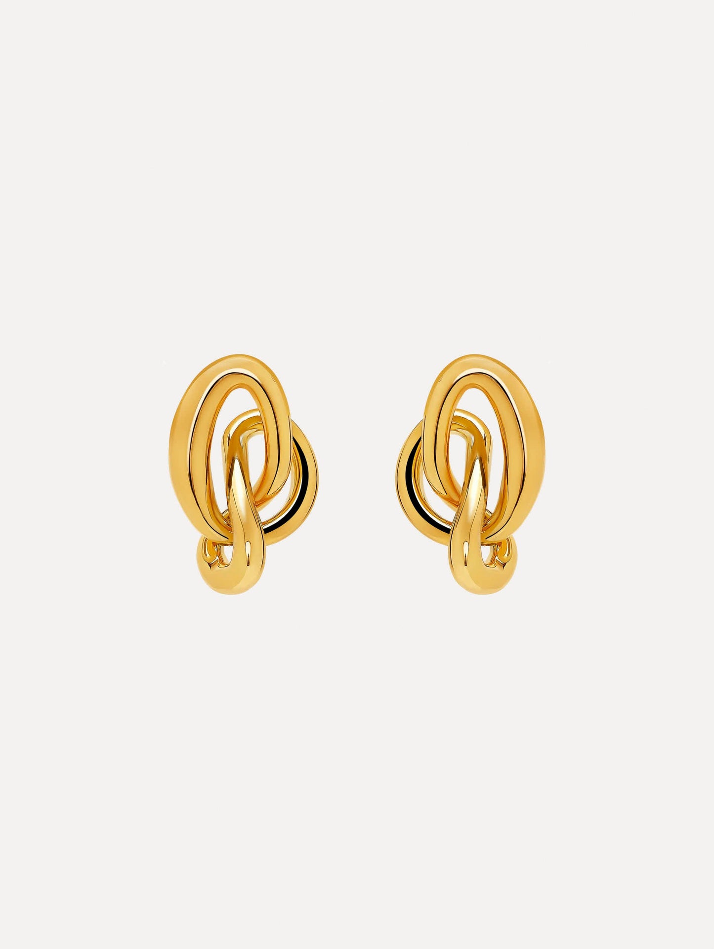 Gold O Knot Earrings. Front view