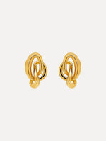 Gold O Knot Earrings. Front view