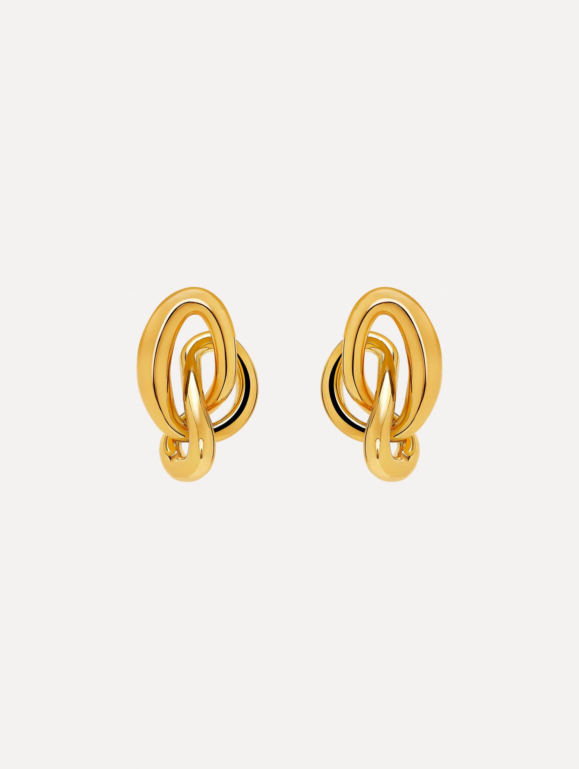 Gold O Knot Earrings. Front view