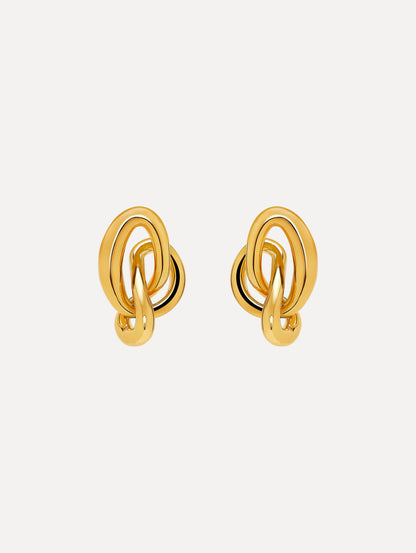 Gold O Knot Earrings. Front view