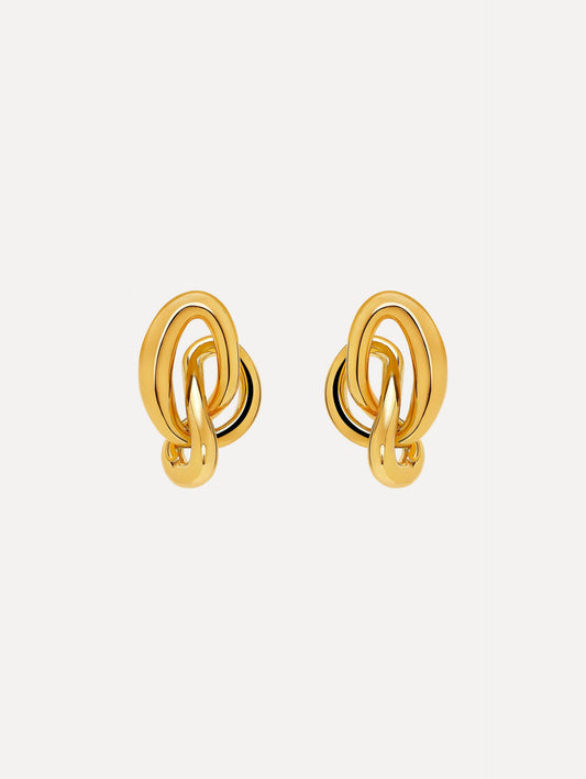 Gold O Knot Earrings. Front view