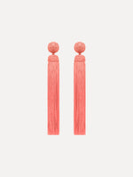 The Silk Rope Tassel Clip-On Earrings Guava. Front View.
