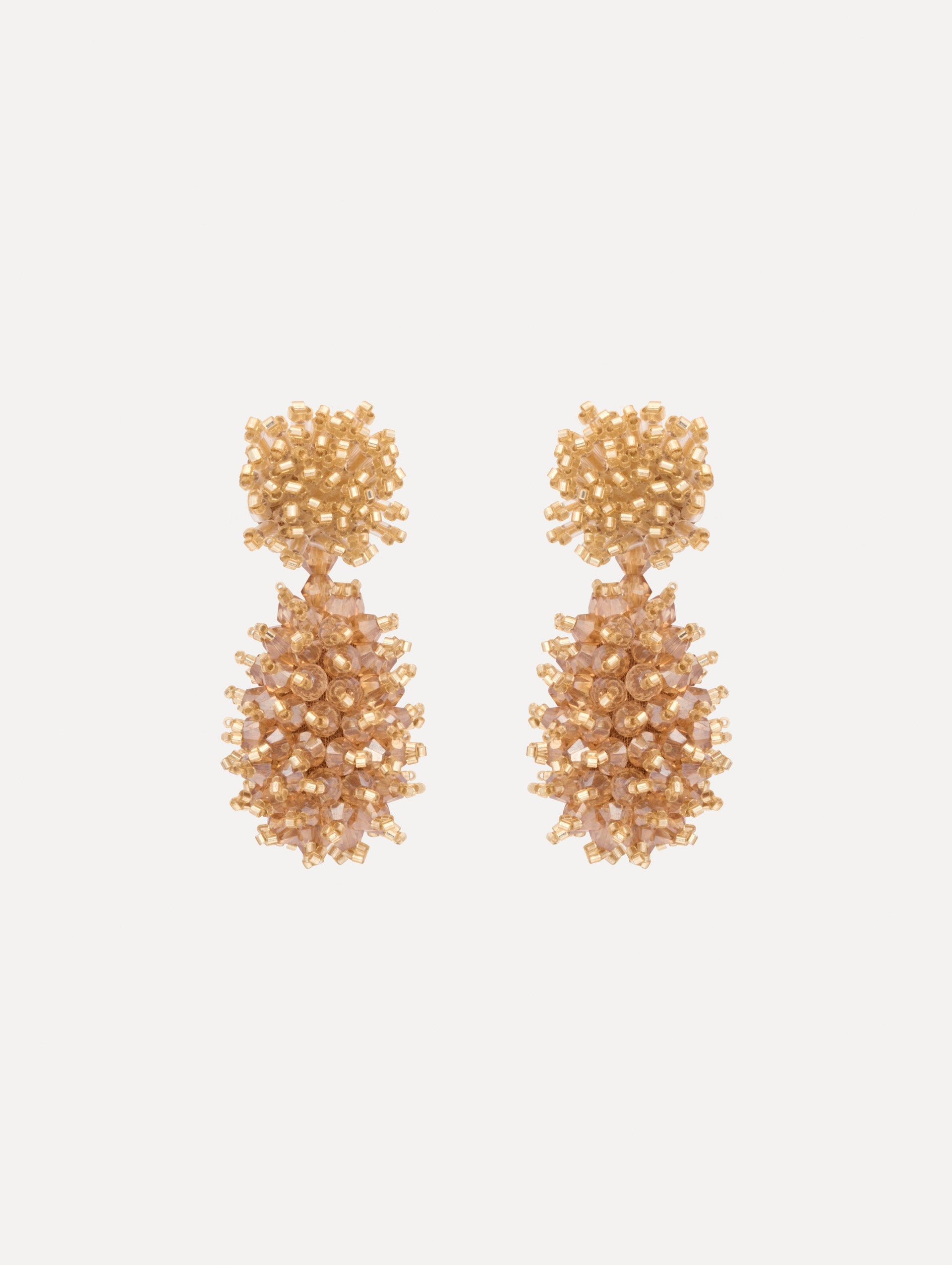 The Beaded Cluster Drop Earrings. Front View.