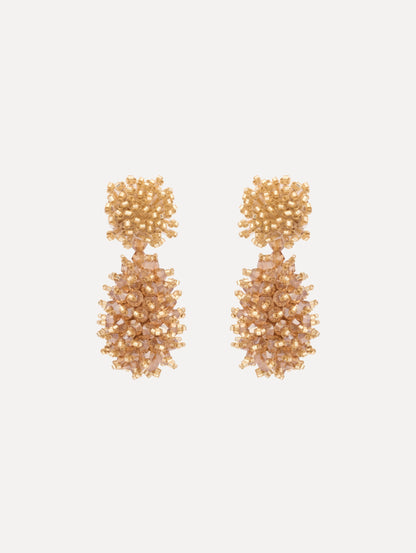 The Beaded Cluster Drop Earrings. Front View.