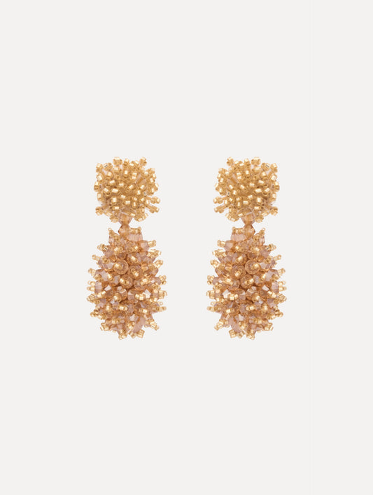 The Beaded Cluster Drop Earrings. Front View.