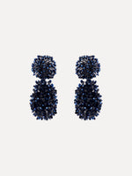 The Beaded Cluster Drop Earrings in Navy. Front View.
