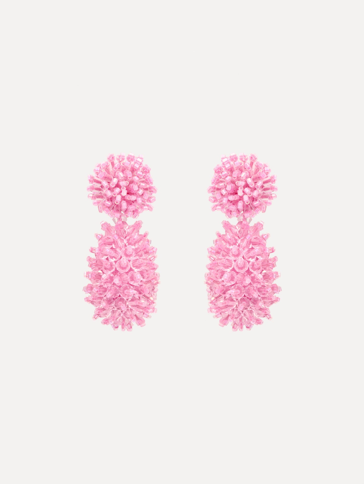 The Beaded Cluster Drop Earrings in Rose. Front View.