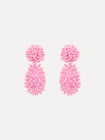 The Beaded Cluster Drop Earrings in Rose. Front View.