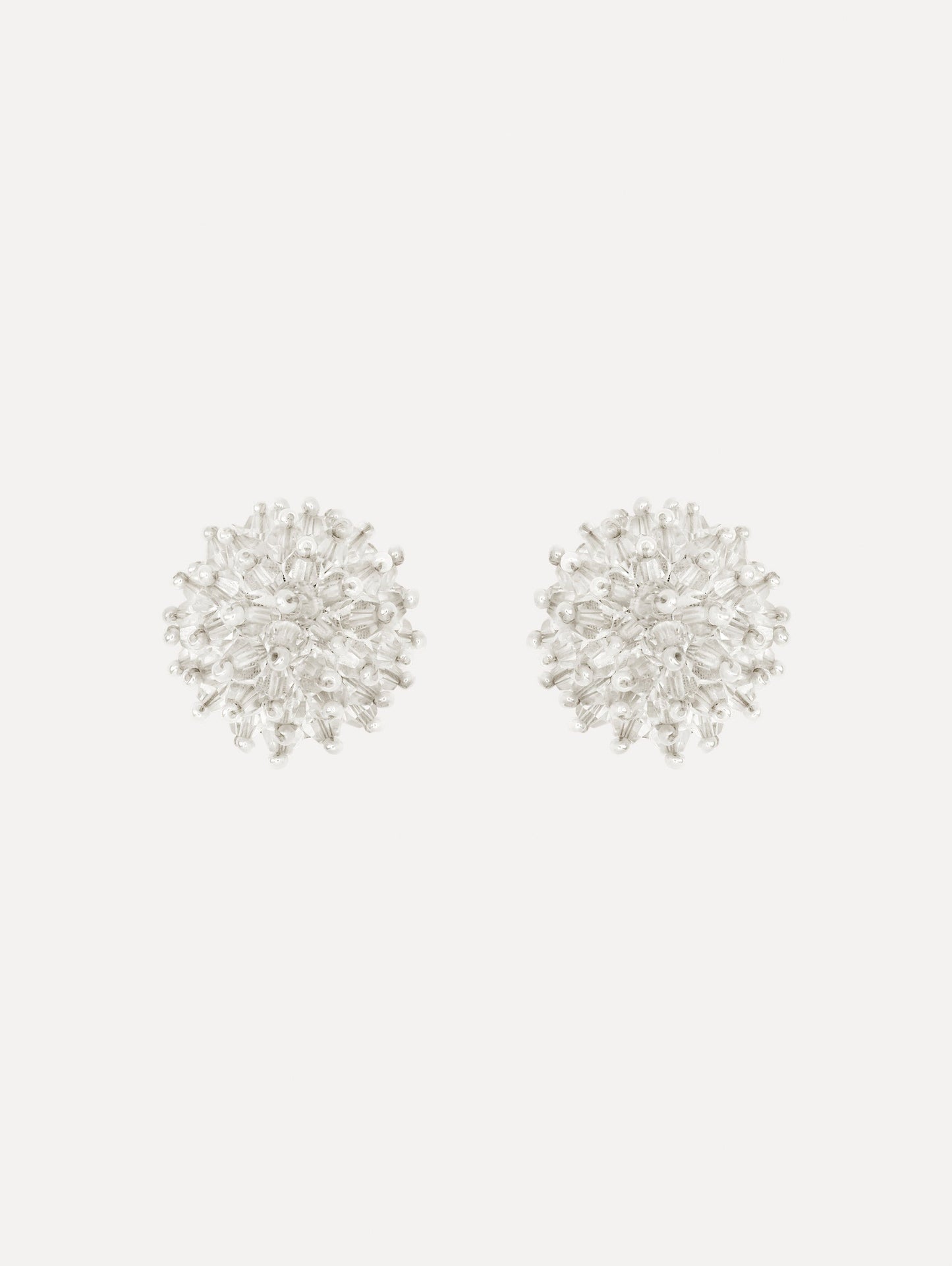 The Beaded Cluster Earrings in Crystal. Front View.