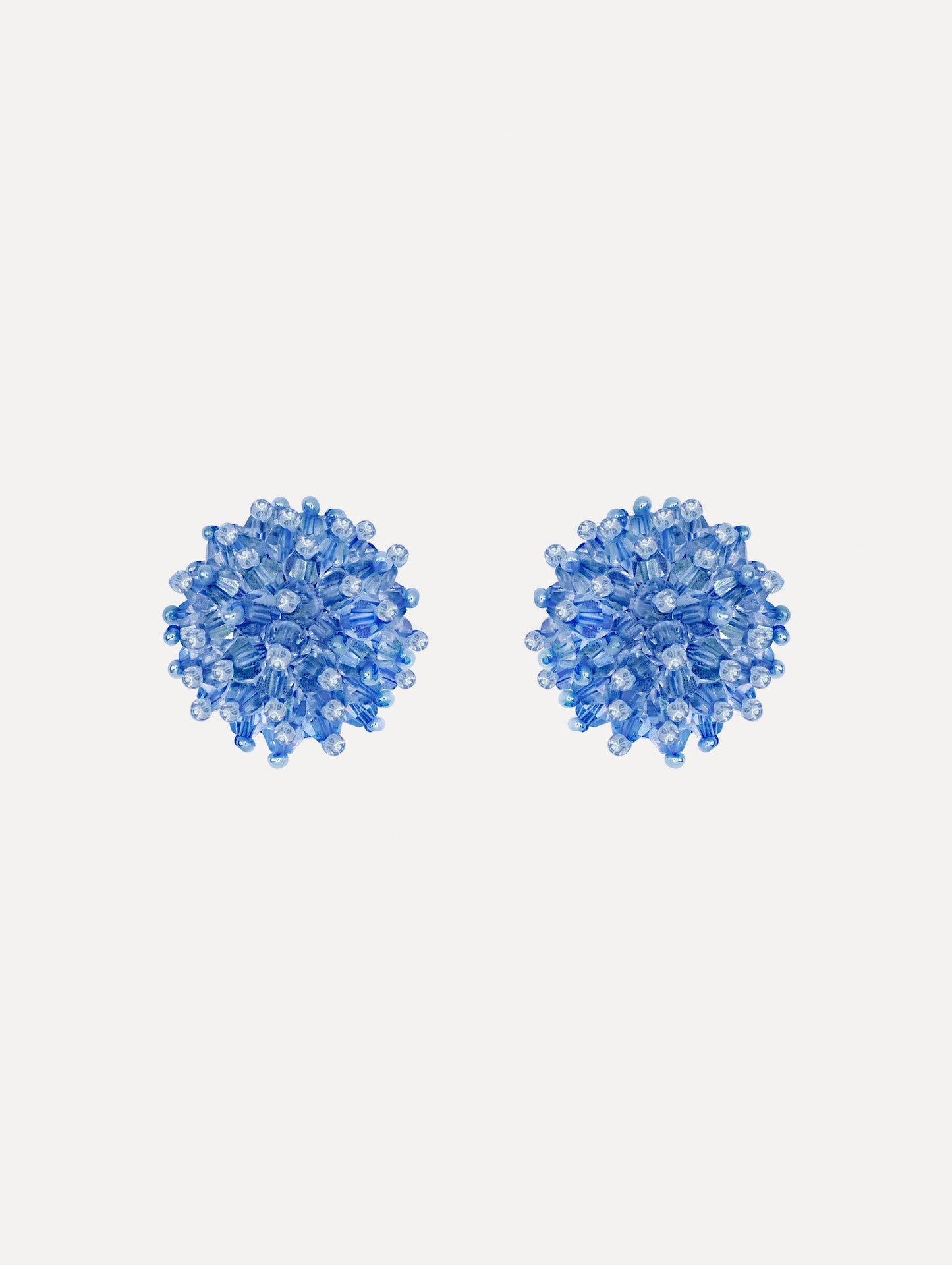 The Beaded Cluster Earrings in Sapphire Blue. Front View.