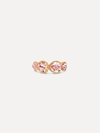 The Crystal Heart Ring in Rose. Front View.