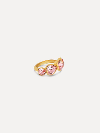 The Crystal Heart Ring in Rose. Side View.