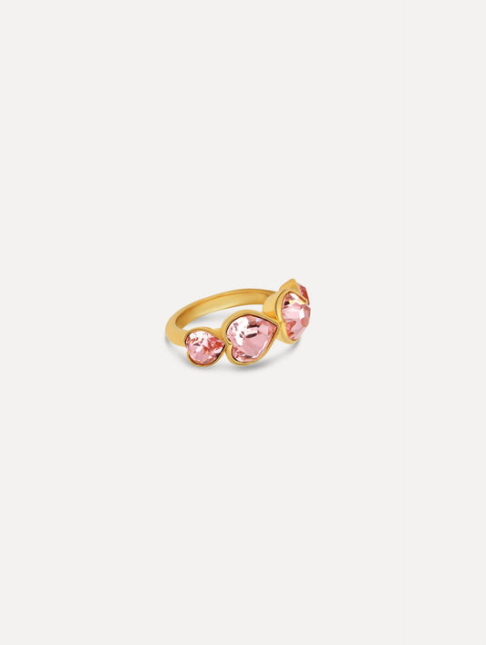 The Crystal Heart Ring in Rose. Side View.