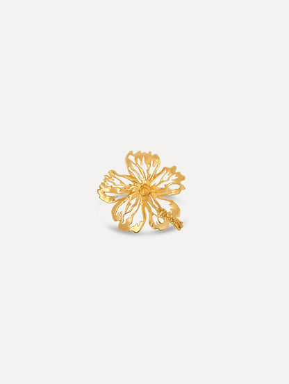 The Openwork Hibiscus Ring in Gold. Front View.