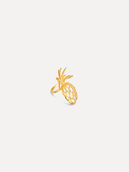 The Openwork Pineapple Ring in Gold. Side View.